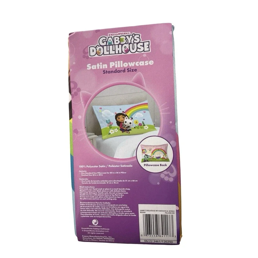 Gabby's Dollhouse Kids Beauty Silky Satin Standard Pillowcase Cover 20x30